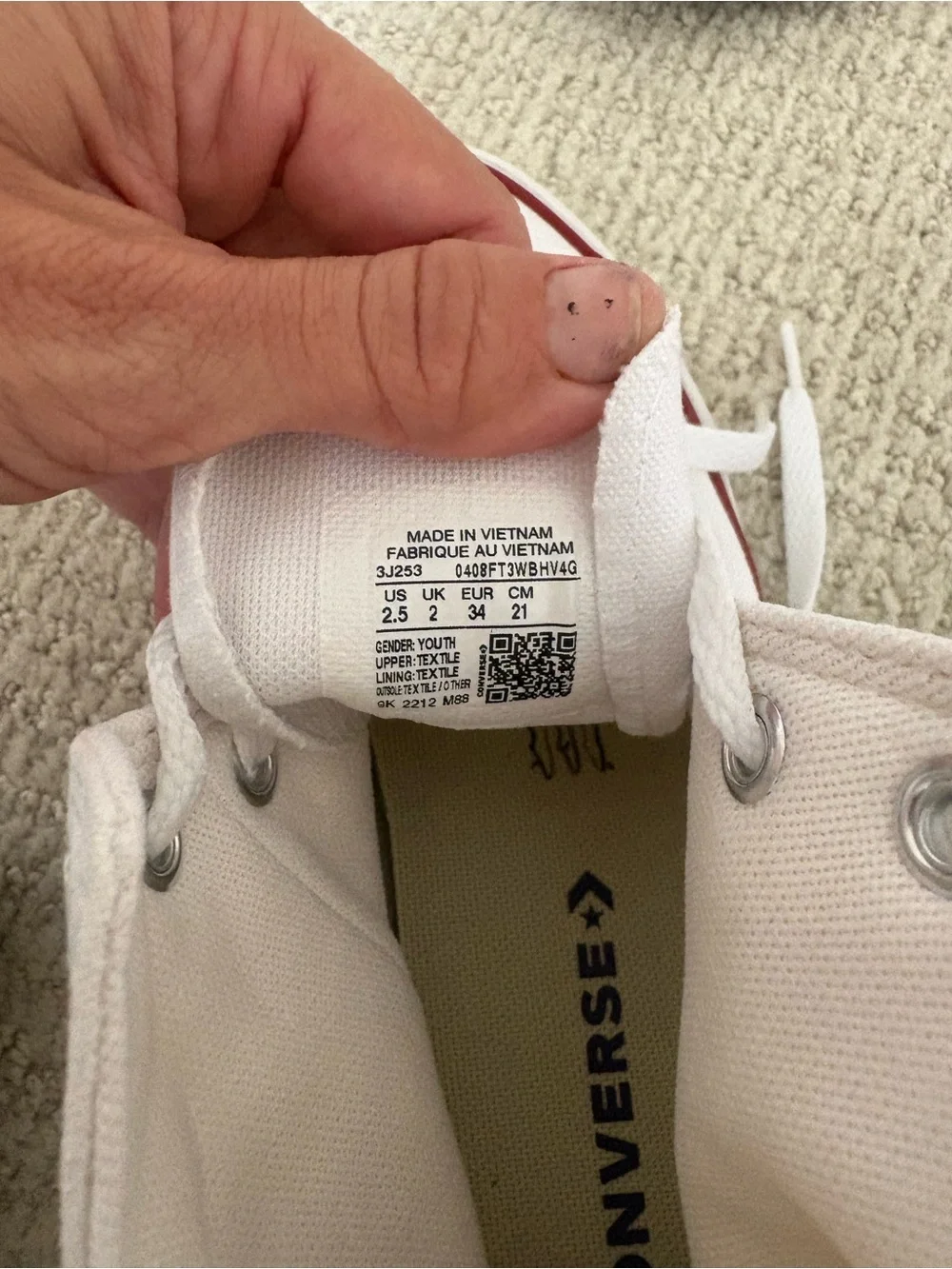 Converse Kids' Classic White High-Top Sneakers in youth 2.5